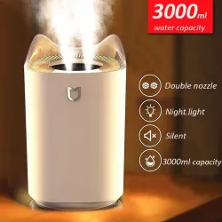 Air Humidifier - 3000ML - Double Nozzle - Cool Mist - värikäs