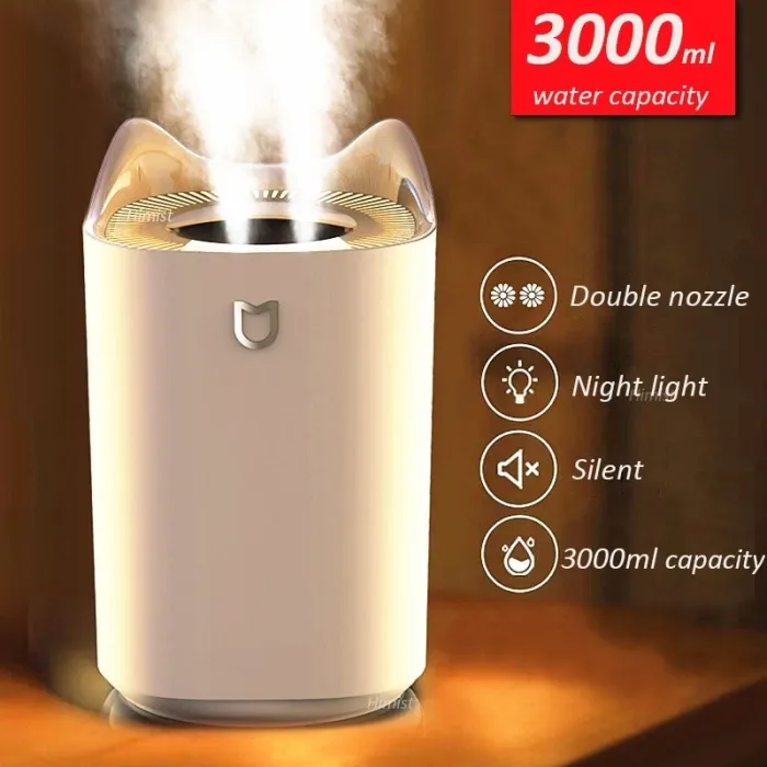 Luftbefeuchter - 3000ML - Doppeldüse - Cool Mist - Bunte LED