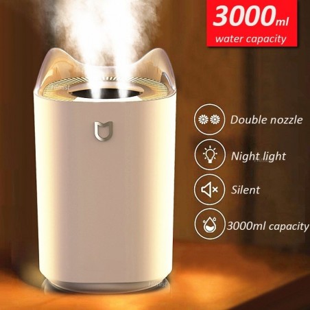 Air Humidifier - 3000ML - Double Nozzle - Cool Mist - Colorful LED