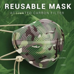 Camuflagem - Máscara de rosto respirador - Silicone - 1pc