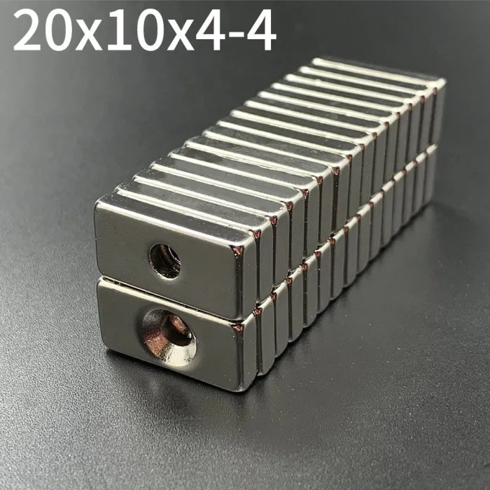 N35N35 imanes de neodimio - bloque magnético fuerte 20 * 10 * 4mm con agujero de 4mm - 10 piezas