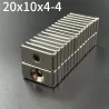 N35N35 imanes de neodimio - bloque magnético fuerte 20 * 10 * 4mm con agujero de 4mm - 10 piezas