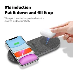 2 i 1 Qi Wireless Charger - Samsung S20 - S10 - Dubbel snabbladdningspad