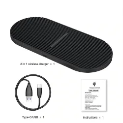 2 i 1 Qi Wireless Charger - Samsung S20 - S10 - Dubbel snabbladdningspad