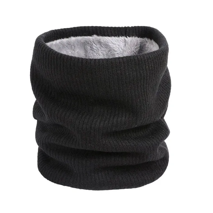 Cachecol redondo quente de malha com pelúcia - unisex