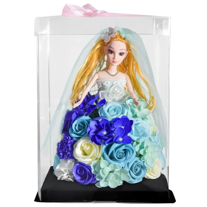 Decoraciónmuñeca princesa hecha de rosas de infinito con luz LED