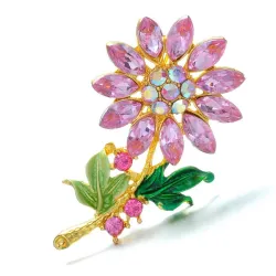 Pianta - Spilla Fiore Perni - Cristallo