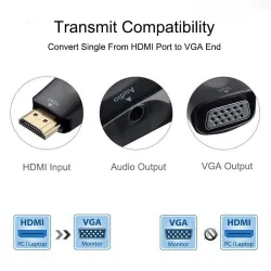Adaptateur HDMI à VGA - diviseur mâle à femelle - 3,5 prises audio - convertisseur de câble