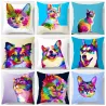 Fundas de cojinesAnimales coloridos - gato - perro - zebra - jirafa - león - funda de cojín - 45 * 45 cm