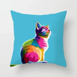 Fundas de cojinesAnimales coloridos - gato - perro - zebra - jirafa - león - funda de cojín - 45 * 45 cm