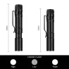 Mini flashlight - leike - 3 valotilaa - säädettävä fokus