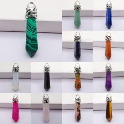Pendentif pilier pierre - pour bijoux / colliers - lapis - malachite - aventurine - grès - cristal - opal