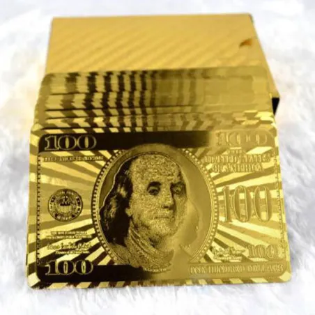 Plastikowe karty do gry w pokera - 24-karatowe złoto - design dolarówPuzzle & gry