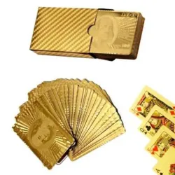Plast poker spelkort - 24K guld - dollar design