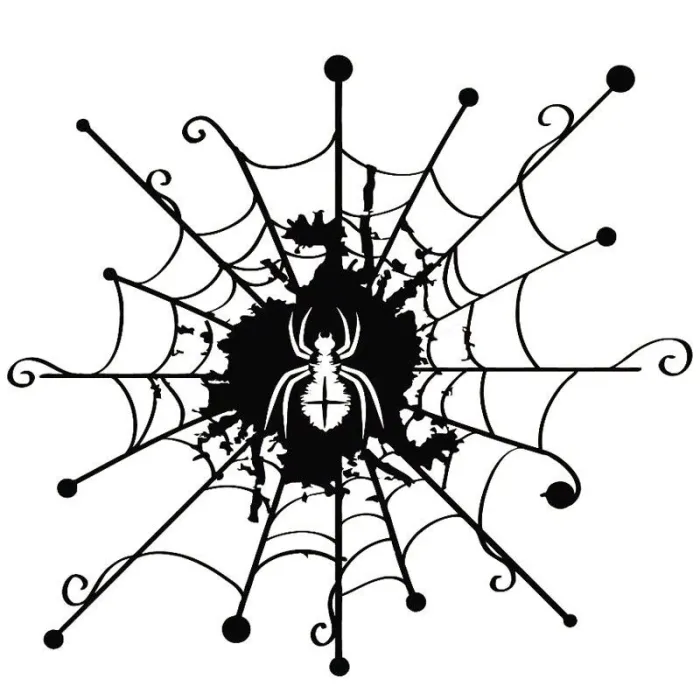 Cartoon web med en spindel - bil klistermärke