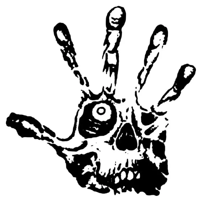 Oko czaszki - palce - ręka zombie - winylowa naklejka samochodowaNaklejki