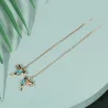 AretesElegantes pendientes largos con aves de cristal