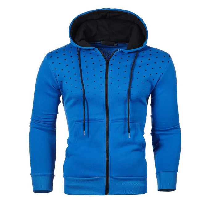 Warmer Kapuzenpullover mit Reißverschluss - lange Ärmel - polka-dot Druck
