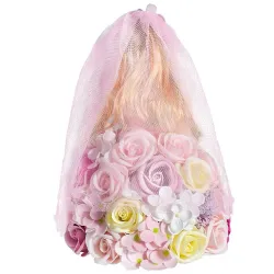 Boneca de princesa feita de rosas infinitas com luz LED
