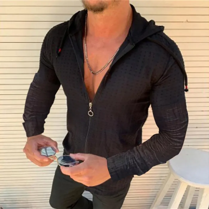 Hoodie met lange mouwen - met ritssluiting - slimHoodies & Sweaters