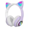 Casques sans fil - LED - Bluetooth - annulation de bruit - carte TF support - jack 3,5mm - oreilles chat