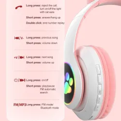 AuricularesAuriculares inalámbricos - LED - Bluetooth - cancelación de ruido - soporte TF tarjeta - 3.5mm gato orejas