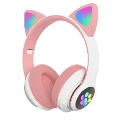 Cuffie wireless - LED - Bluetooth - cancellazione del rumore - supporto scheda TF - jack 3,5mm - orecchie gatto