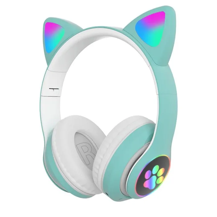 Cuffie wireless - LED - Bluetooth - cancellazione del rumore - supporto scheda TF - jack 3,5mm - orecchie gatto