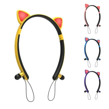 Auricolare Bluetooth - wireless - microfono - cuffie in-ear - Led orecchie di gatto luminose