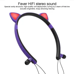 AuricularesBluetooth - auriculares inalámbricos - micrófono - auriculares en la cabeza - orejas de gato luz LED