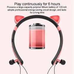 AuricularesBluetooth - auriculares inalámbricos - micrófono - auriculares en la cabeza - orejas de gato luz LED