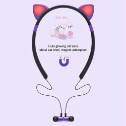 Bluetooth - wireless headset - microphone - in-ear headphones - Led luminous cat ears