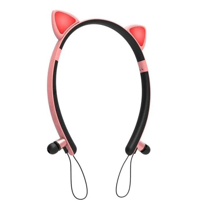Bluetooth - trådlöst headset - mikrofon - in-ear hörlurar - Led luminous cat öron