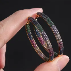 Boucles d'oreilles arc-en-ciel - zircone cube