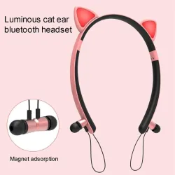 Bluetooth - drahtloses Headset - Mikrofon - In-Ohr-Kopfhörer - Led leuchtende Katzenohren