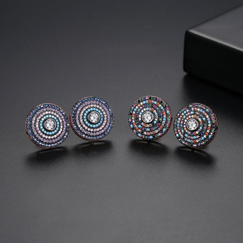 Eleganckie okrągłe kolczyki z kryształkamiKolczyki