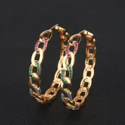Boucles d'oreilles en or avec des cristaux colorés