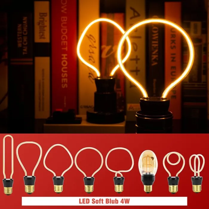 E27 - 220V - 240V - 3W - 4W - 4.5W - ampoule LED vintage - design irrégulier