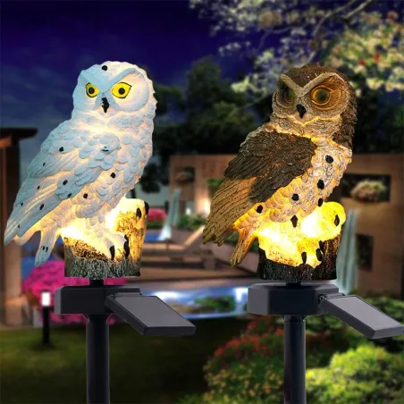 Owl formad trädgårdsljus med solpanel - LED - vattentät