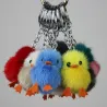 Fluffy furry pom pom with chicks - keychain