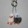 Fluffy furry pom pom with chicks - keychain