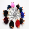 Fluffy furry pom pom with chicks - keychain