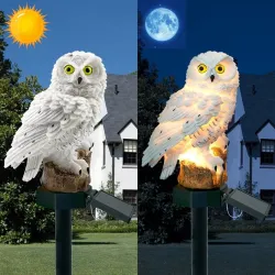 Owl formad trädgårdsljus med solpanel - LED - vattentät