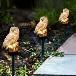 Owl formad trädgårdsljus med solpanel - LED - vattentät