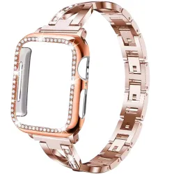 AccesoriosCorrea de acero inoxidable & caja protectora con cristales para Apple Watch 5/4/3/2/1