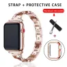 Pasek ze stali nierdzewnej i etui ochronne z kryształkami do Apple Watch 5/4/3/2/1Akcesoria
