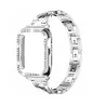 Pulseira de aço inoxidável e caixa de proteção com cristais para Apple Watch 5/4/3/1
