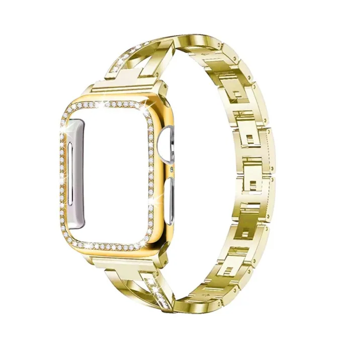 AccesoriosCorrea de acero inoxidable & caja protectora con cristales para Apple Watch 5/4/3/2/1