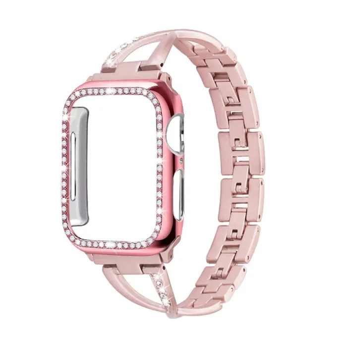 AccesoriosCorrea de acero inoxidable & caja protectora con cristales para Apple Watch 5/4/3/2/1