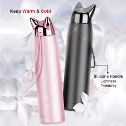 Doppelwand Vakuumthermostate - Wasserflasche - Thermobecher mit Fuchsohren - Edelstahl - 320ml